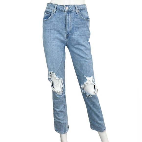PAIGE Denim - PAIGE Blue Distressed Sarah Slim Jeans Size 28